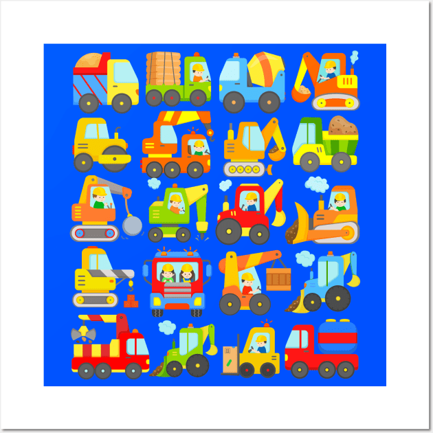 Cute Construction Vehicle Design for Toddlers and Kids Wall Art by samshirts